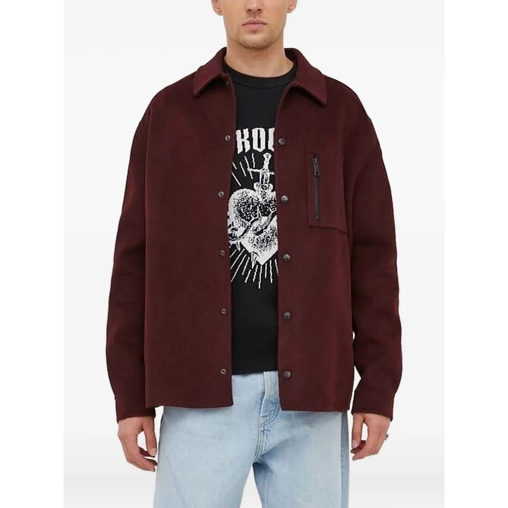 The Kooples NEW Double Face Wool Blend Shirt Jacket Burgundy XL MSRP‎ $485